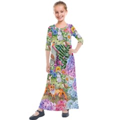 Secret Garden  Kids  Quarter Sleeve Maxi Dress by PollyParadiseBoutique7