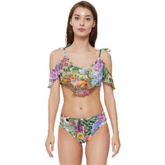 Secret Garden  Ruffle Edge Tie Up Bikini Set	