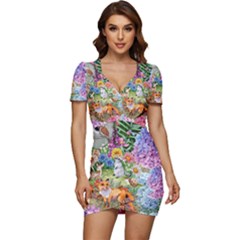 Secret Garden  Low Cut Cap Sleeve Mini Dress