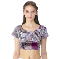 Leaves  Short Sleeve Crop Top by DinkovaArt