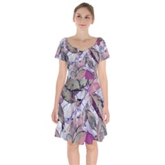 Leaves  Short Sleeve Bardot Dress by DinkovaArt