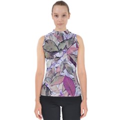 Leaves  Mock Neck Shell Top by DinkovaArt