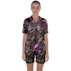 Leaves 21 Satin Short Sleeve Pajamas Set by DinkovaArt