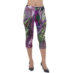 Leaves 21 Lightweight Velour Capri Leggings  by DinkovaArt