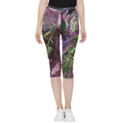 Leaves 21 Inside Out Lightweight Velour Capri Leggings  by DinkovaArt