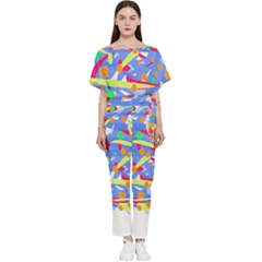 Abstact Pattern T- Shirt Abstact Pattern T- Shirt Batwing Lightweight Chiffon Jumpsuit by maxcute