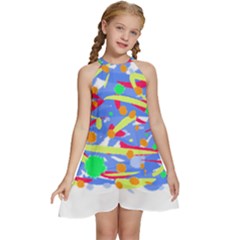 Abstact Pattern T- Shirt Abstact Pattern T- Shirt Kids  Halter Collar Waist Tie Chiffon Dress by maxcute