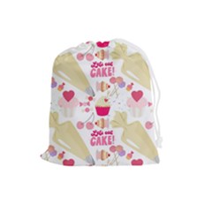 Desserts Pastries Baking Wallpaper Drawstring Pouch (large) by Ravend