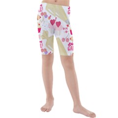 Desserts Pastries Baking Wallpaper Kids  Mid Length Swim Shorts by Ravend