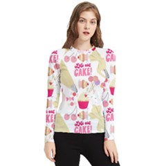 Desserts Pastries Baking Wallpaper Women s Long Sleeve Rash Guard by Ravend