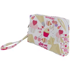 Desserts Pastries Baking Wallpaper Wristlet Pouch Bag (small) by Ravend