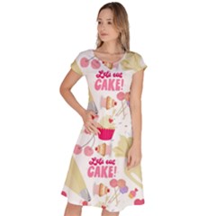 Desserts Pastries Baking Wallpaper Classic Short Sleeve Dress by Ravend