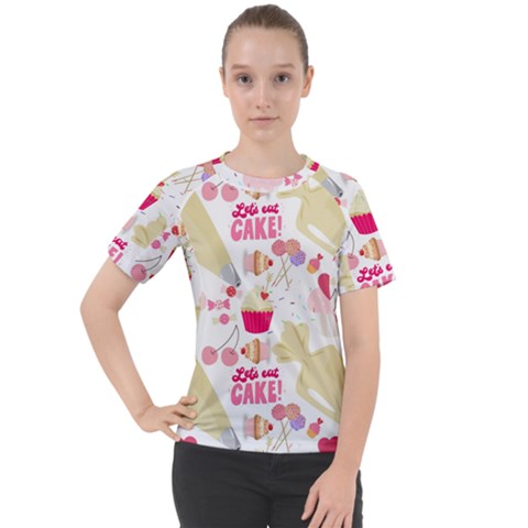 Desserts Pastries Baking Wallpaper Women s Sport Raglan Tee by Ravend