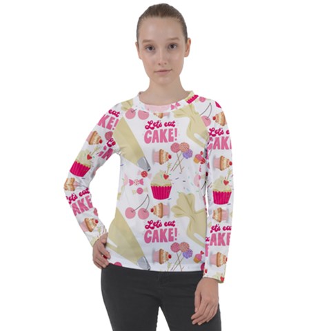 Desserts Pastries Baking Wallpaper Women s Long Sleeve Raglan Tee by Ravend