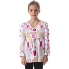 Desserts Pastries Baking Wallpaper Kids  V Neck Casual Top