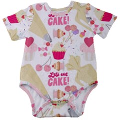 Desserts Pastries Baking Wallpaper Baby Short Sleeve Bodysuit by Ravend