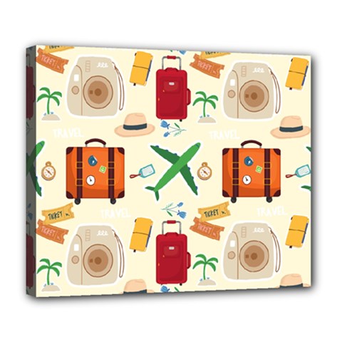 Suitcase Tickets Plane Camera Deluxe Canvas 24  X 20  (stretched) by Ravend