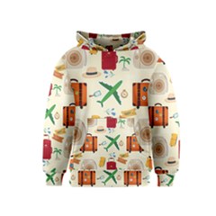 Suitcase Tickets Plane Camera Kids  Pullover Hoodie by Ravend