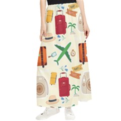 Suitcase Tickets Plane Camera Maxi Chiffon Skirt by Ravend