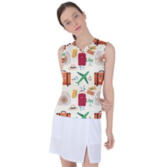 Suitcase Tickets Plane Camera Women s Sleeveless Sports Top by Ravend