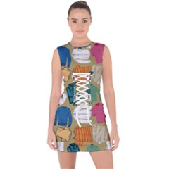 Pattern Art T-shirt Shirts Clothing Fabric Lace Up Front Bodycon Dress by Ravend