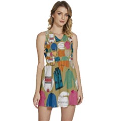 Pattern Art T-shirt Shirts Clothing Fabric Sleeveless High Waist Mini Dress