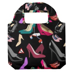 Heels Shoes Pattern Feminine Art Premium Foldable Grocery Recycle Bag by Ravend