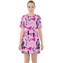 Fashion Girl Newyork Bts Nft Sixties Short Sleeve Mini Dress by Ravend