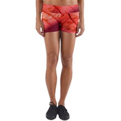 Leaf Copper Leaf Plant Nature Yoga Shorts by Ravend