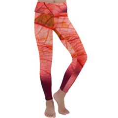 Leaf Copper Leaf Plant Nature Kids  Lightweight Velour Classic Yoga Leggings by Ravend