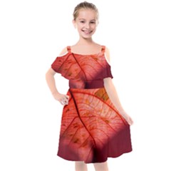 Leaf Copper Leaf Plant Nature Kids  Cut Out Shoulders Chiffon Dress by Ravend