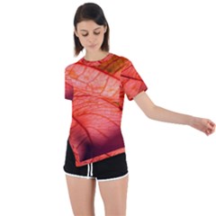 Leaf Copper Leaf Plant Nature Asymmetrical Short Sleeve Sports Tee by Ravend