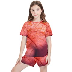 Leaf Copper Leaf Plant Nature Kids  Tee And Sports Shorts Set by Ravend