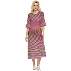 Illustration Pattern Abstract Colorful Shapes Double Cuff Midi Dress by Ravend