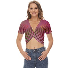 Illustration Pattern Abstract Colorful Shapes Twist Front Crop Top by Ravend