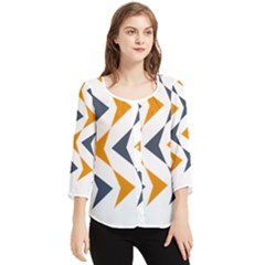 Abstract Arrow Pattern T- Shirt Abstract Arrow Pattern T- Shirt Chiffon Quarter Sleeve Blouse by maxcute