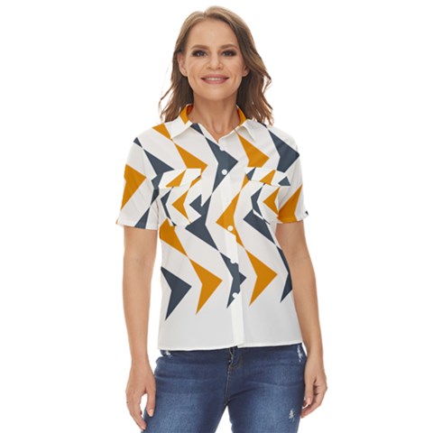 Abstract Arrow Pattern T- Shirt Abstract Arrow Pattern T- Shirt Women s Short Sleeve Double Pocket Shirt by maxcute