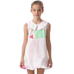 Abstract Art Design T- Shirt Abstract Illustration T- Shirt Kids  Pilgrim Collar Ruffle Hem Dress