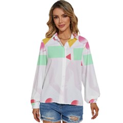 Abstract Art Design T- Shirt Abstract Illustration T- Shirt Women s Long Sleeve Button Down Shirt