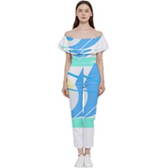 Abstract Art Design T- Shirt Abstract-1 T- Shirt Off Shoulder Ruffle Top Jumpsuit