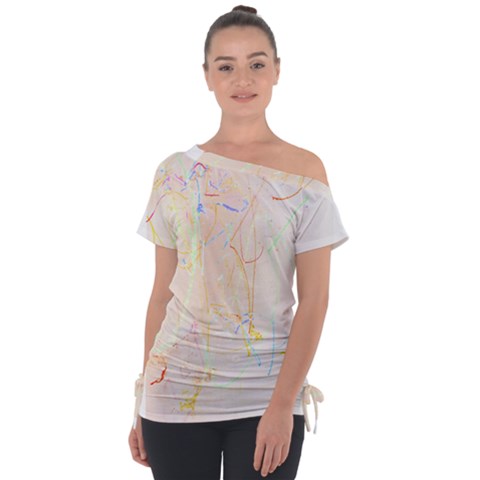 Abstract Art Design T- Shirt Abstract-1 T- Shirt Off Shoulder Tie-up Tee by maxcute