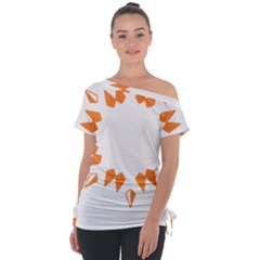 Abstract Boho Print T- Shirt Abstract Boho Print 2 Off Shoulder Tie-Up Tee