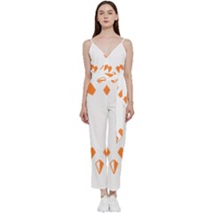 Abstract Boho Print T- Shirt Abstract Boho Print 2 V-neck Spaghetti Strap Tie Front Jumpsuit