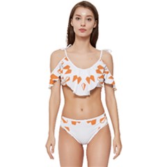 Abstract Boho Print T- Shirt Abstract Boho Print 2 Ruffle Edge Tie Up Bikini Set	