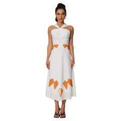 Abstract Boho Print T- Shirt Abstract Boho Print 2 Sleeveless Cross Front Cocktail Midi Chiffon Dress