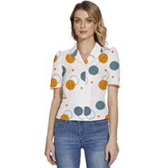 Abstract Circle Pastel Pattern T- Shirt Abstract Circle Pastel Pattern T- Shirt Puffed Short Sleeve Button Up Jacket