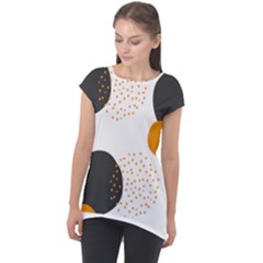 Abstract Circle Pattern T- Shirt Abstract Circle Pattern 3 Cap Sleeve High Low Top by maxcute