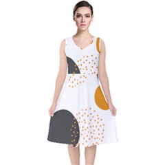 Abstract Circle Pattern T- Shirt Abstract Circle Pattern 3 V-neck Midi Sleeveless Dress  by maxcute