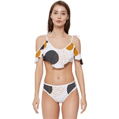 Abstract Circle Pattern T- Shirt Abstract Circle Pattern 3 Ruffle Edge Tie Up Bikini Set	 by maxcute