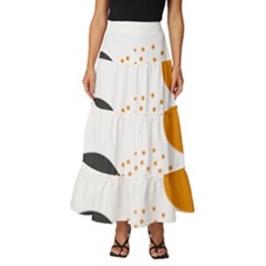 Abstract Circle Pattern T- Shirt Abstract Circle Pattern 3 Tiered Ruffle Maxi Skirt